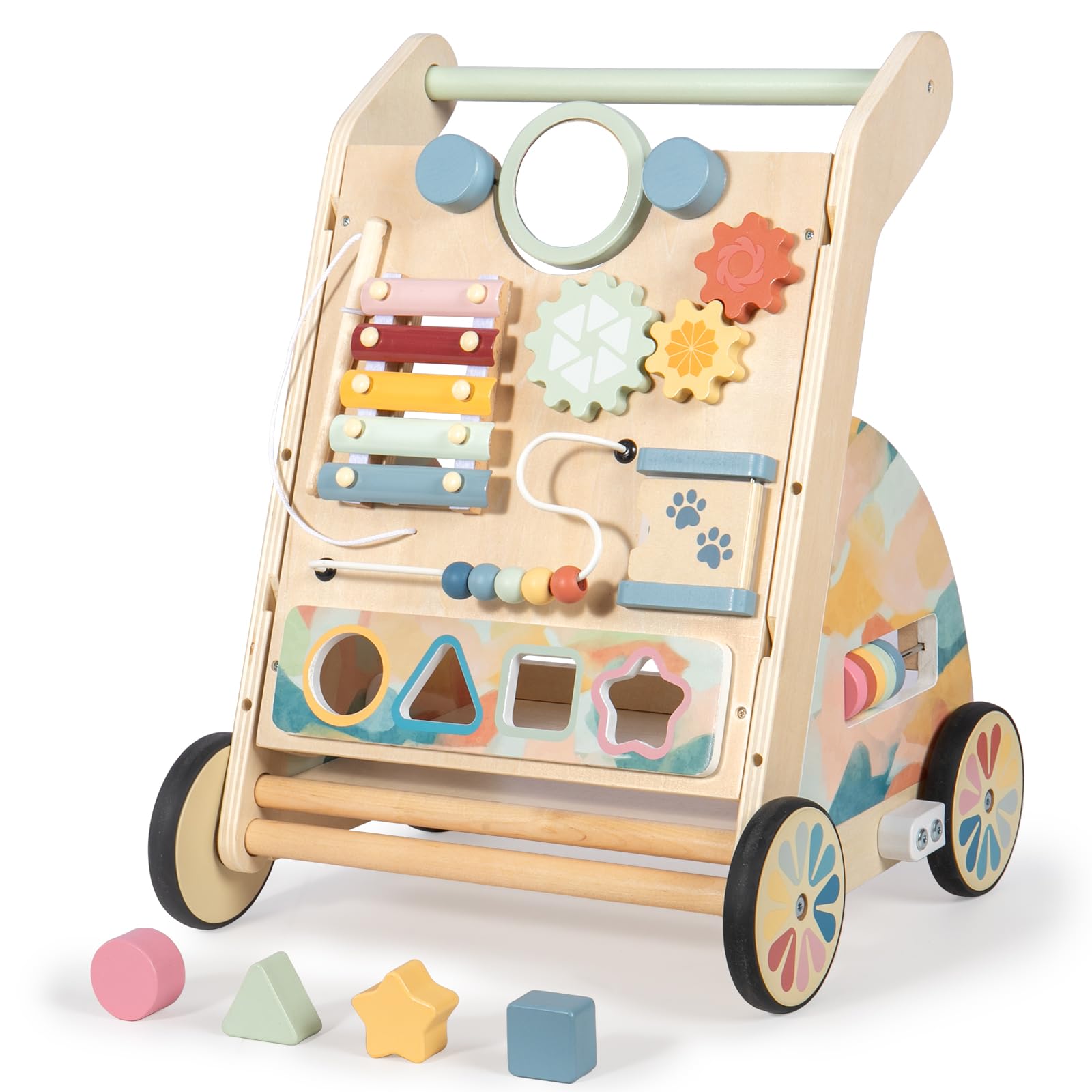 Amazon.com : LOL-FUN Wooden Baby Walker with Detachable Busy Board